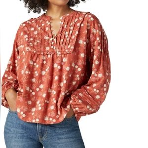 Lucky brand Long Sleeve Pintuck Yoke Top